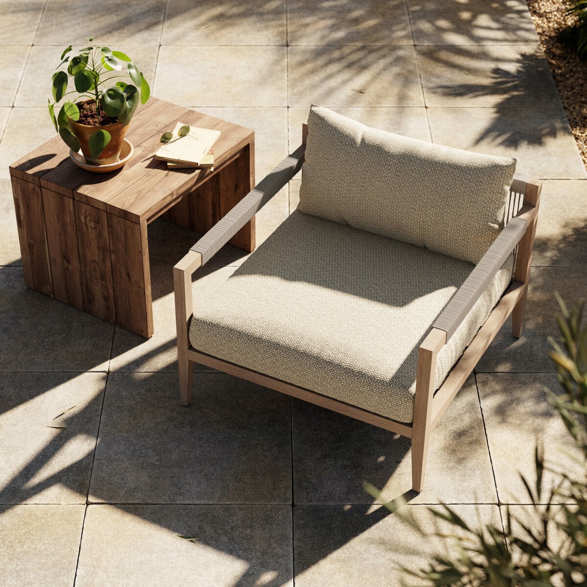 Sherwood Outdoor Chair, Washed Brown Faye Sand Four Hands Sherwood Outdoor Chair, Washed Brown Faye Sand Four Hands