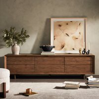 Henry Media Console Rustic Grey Veneer Four Hands