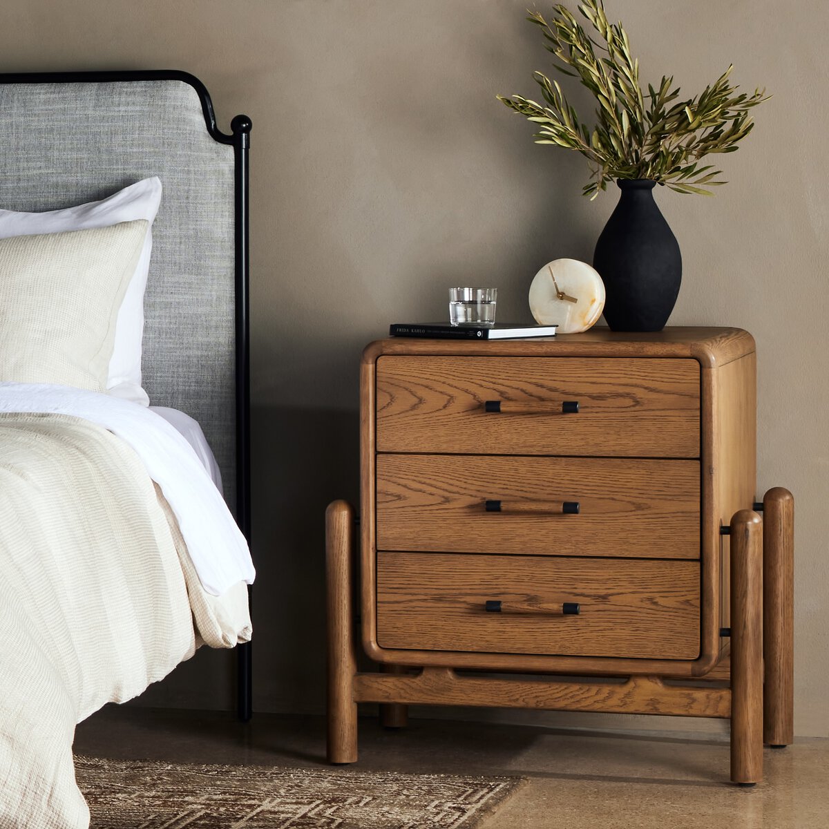 Caroline Nightstand Smoked Oak Veneer Four Hands