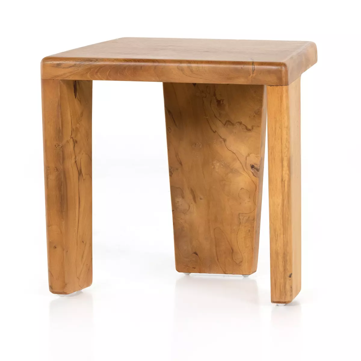 Sansa Outdoor Accent Stool Aged Natural Teak Four Hands