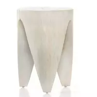 Petros Outdoor End Table Ivory Teak Four Hands