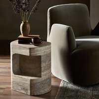 Clementine End Table Textured Sandy Grey Four Hands