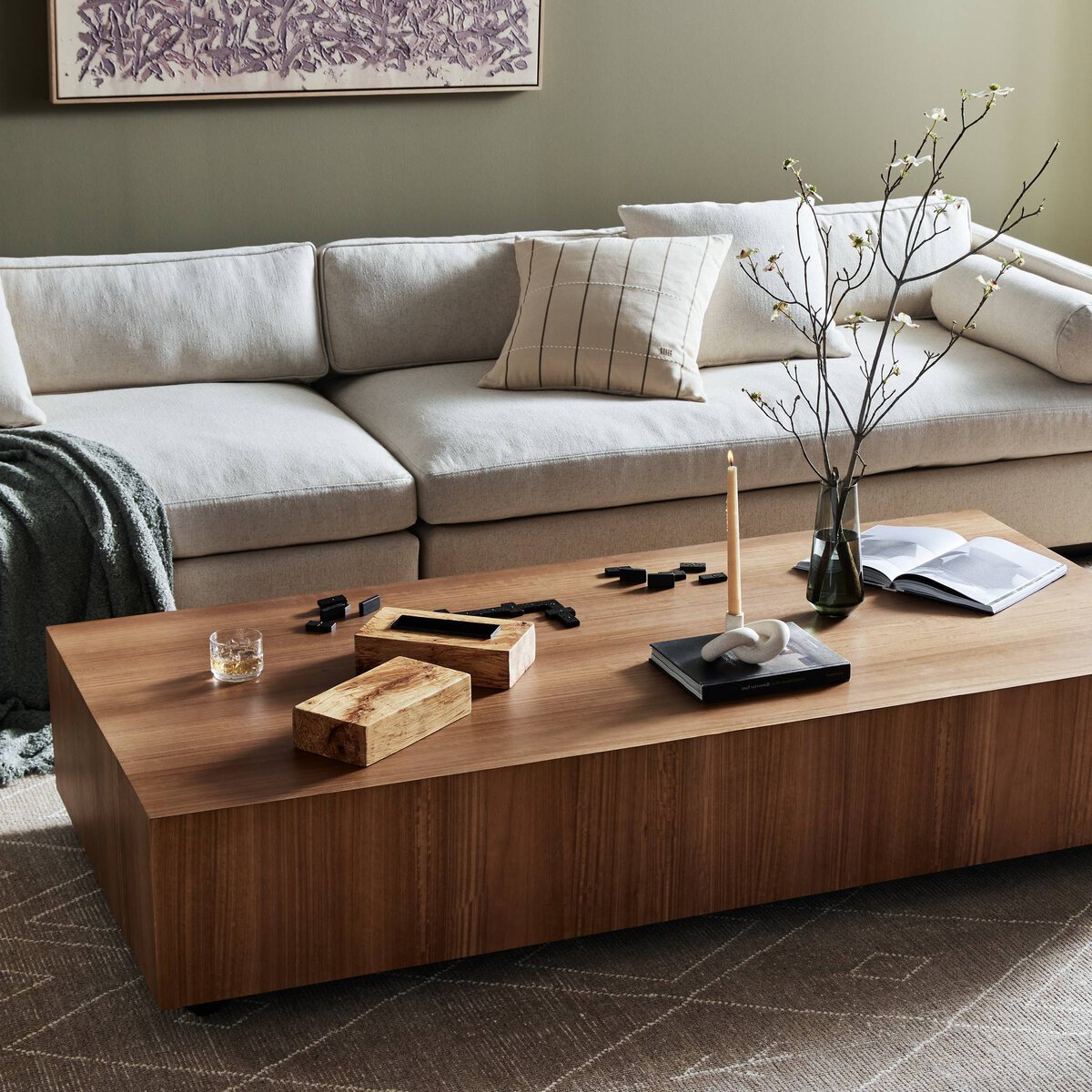 Hudson Large Rectangular Coffee Table Natural Yukas Four Hands
