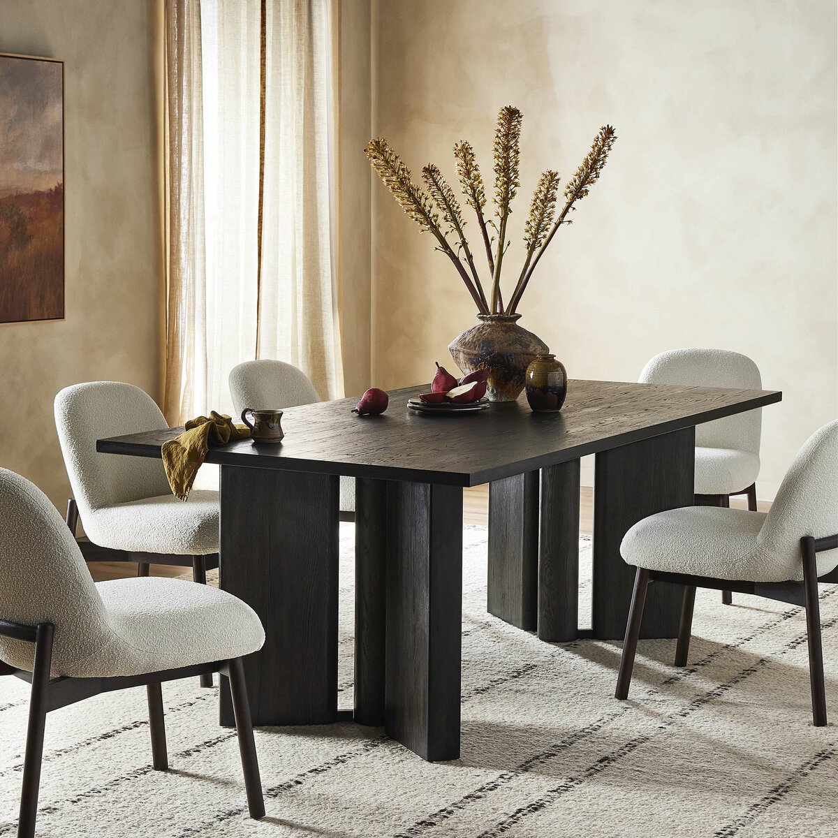 Timber and black dining table discount