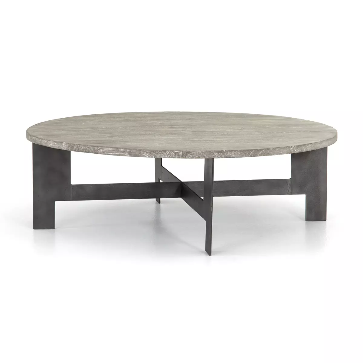 Four hands round coffee store table with iron