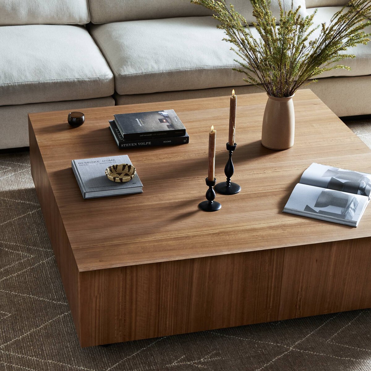 Hudson Large Square Coffee Table Natural Yukas Four Hands