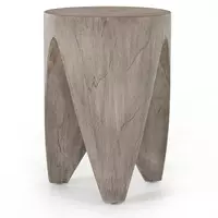 Petros Outdoor End Table Weathered Grey Teak Four Hands