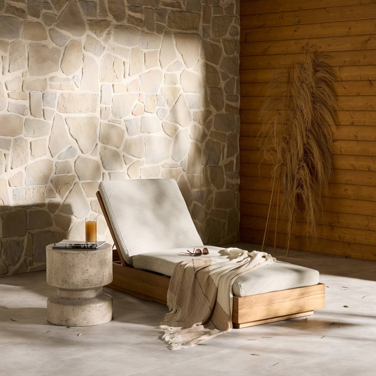 Kinta Outdoor Chaise Lounge Faye Sand Four Hands