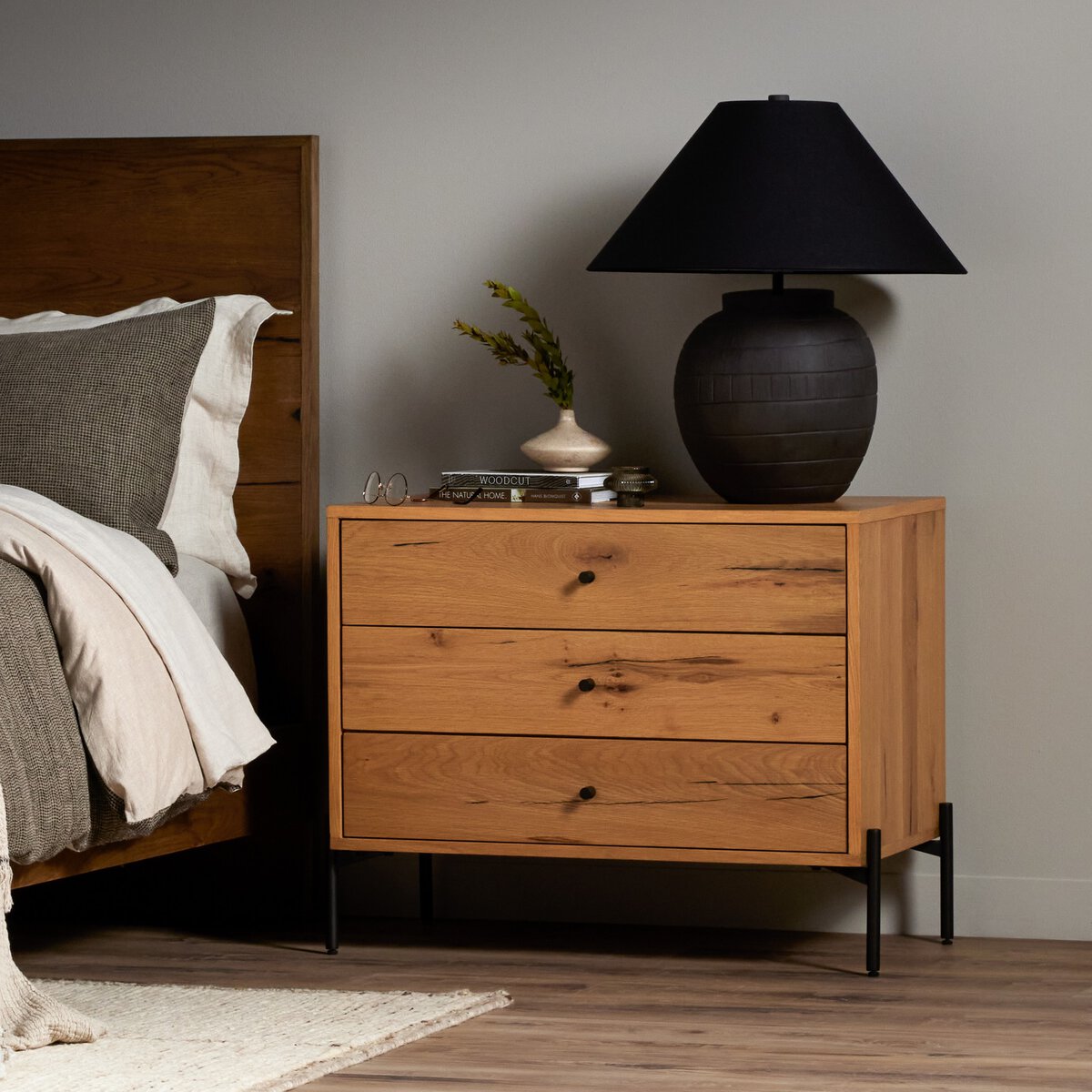 Eaton Large Nightstand Light Oak Resin Four Hands
