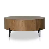 Eaton Drum Coffee Table Amber Oak Resin Four Hands