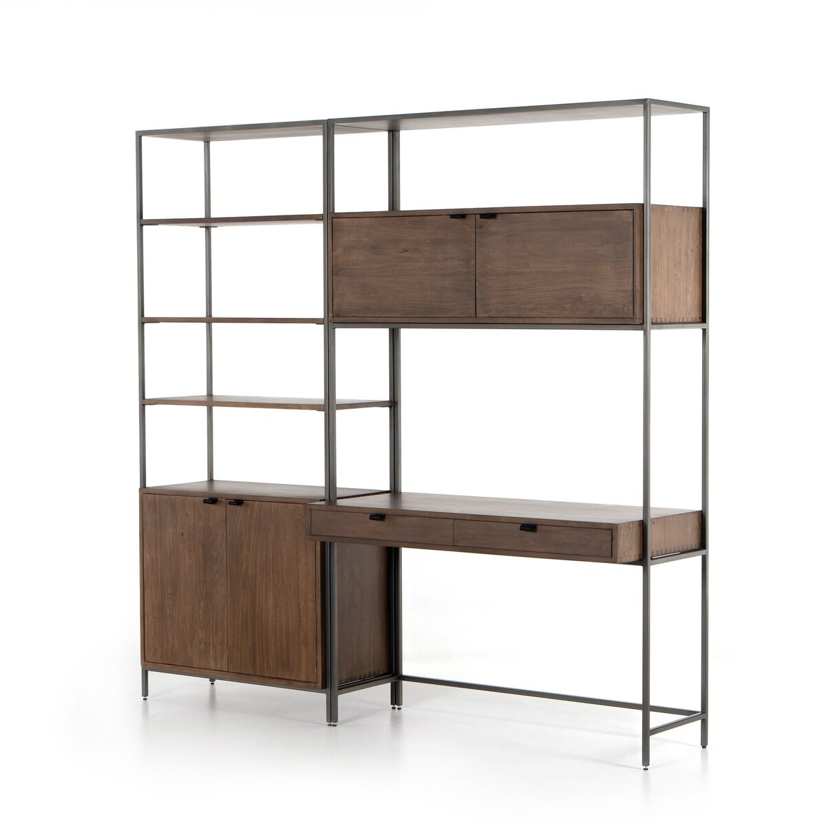 Trey Modular Wall Desk With 1 Bookcase Auburn Poplar Four Hands