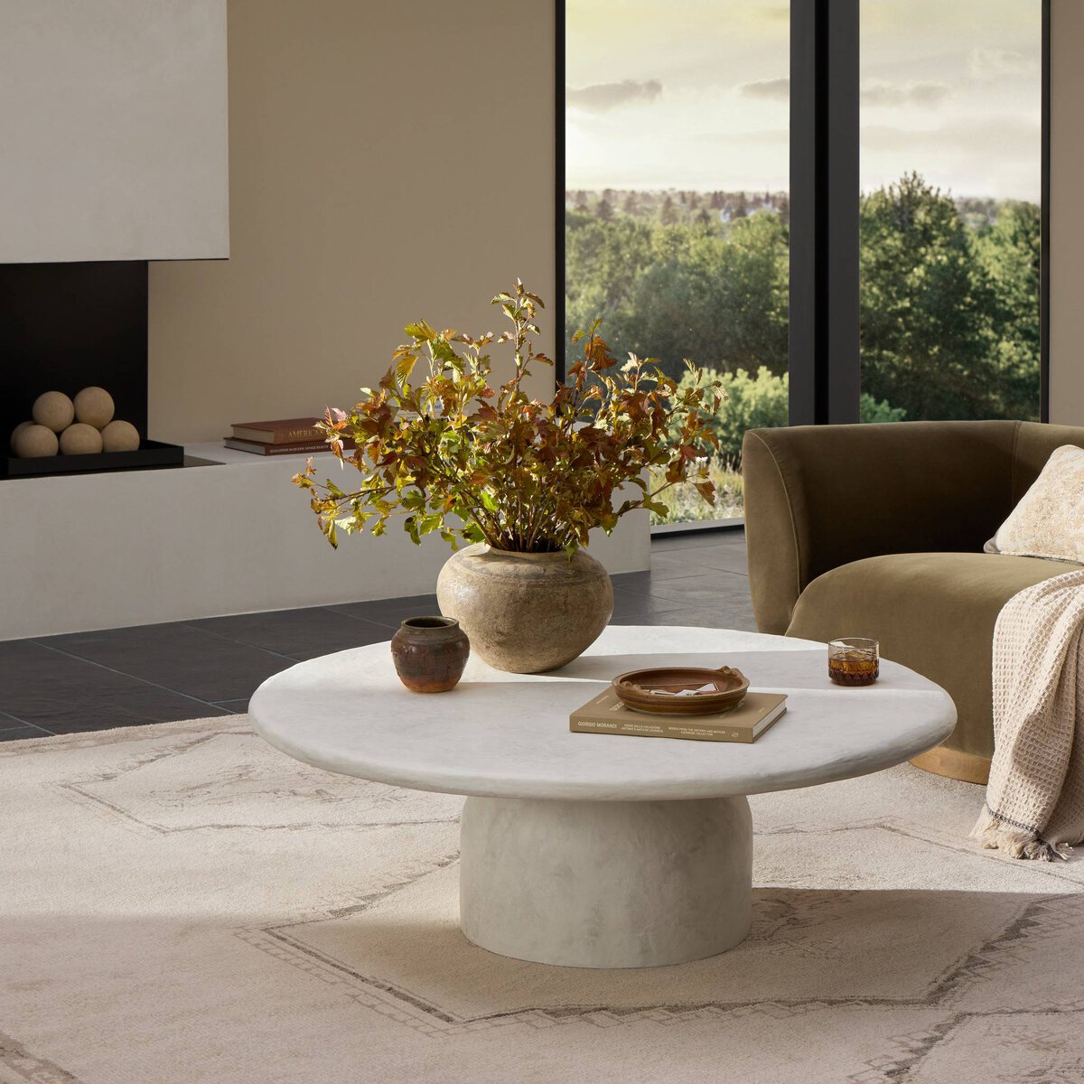 Janice Coffee Table Textured Lunar Concrete Four Hands