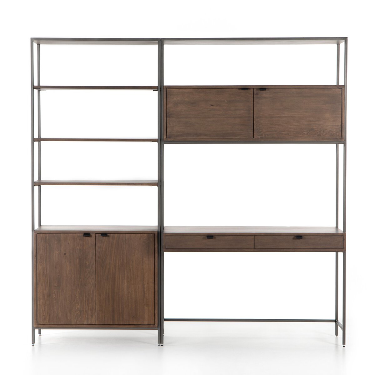 Trey Modular Wall Desk With 1 Bookcase Auburn Poplar Four Hands