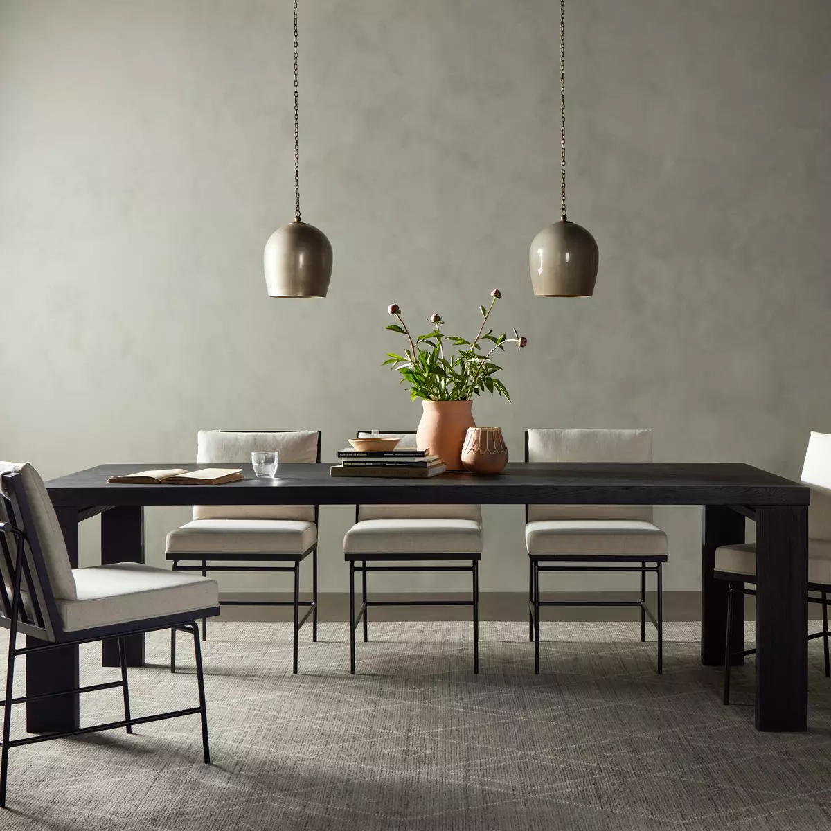 Millie Dining Table Drifted Matte Black Veneer Four Hands