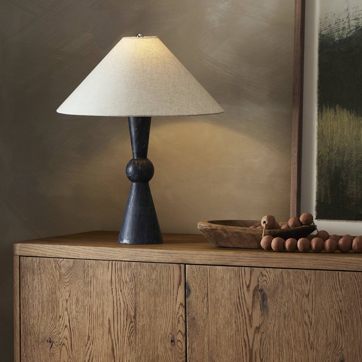 Bibianna Table Lamp Black Italian Marble Four Hands