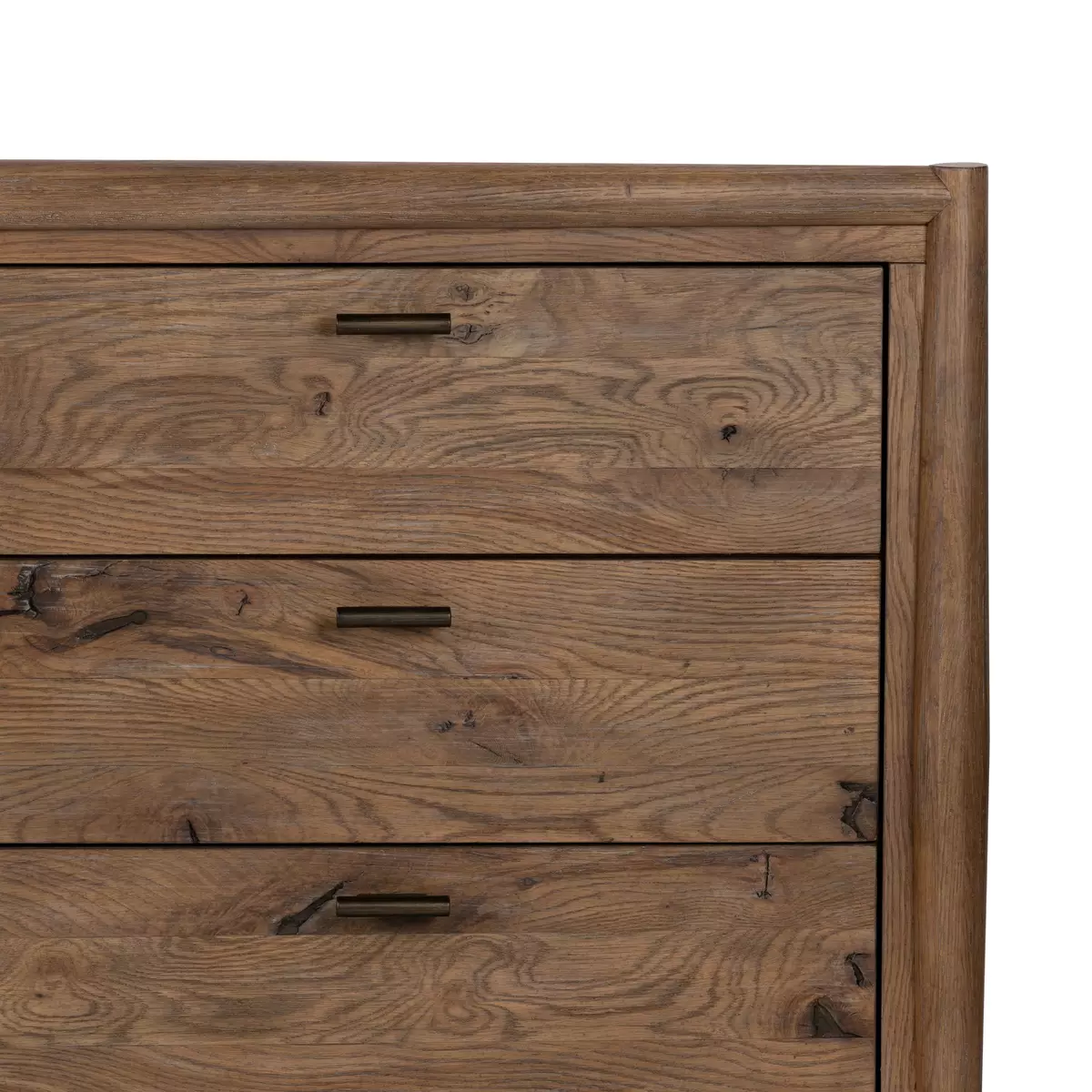 PH Small Drawer Chest with Brass Legs, Natural Oak Veneer & White