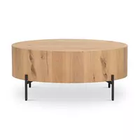 Eaton Drum Coffee Table Light Oak Resin Four Hands